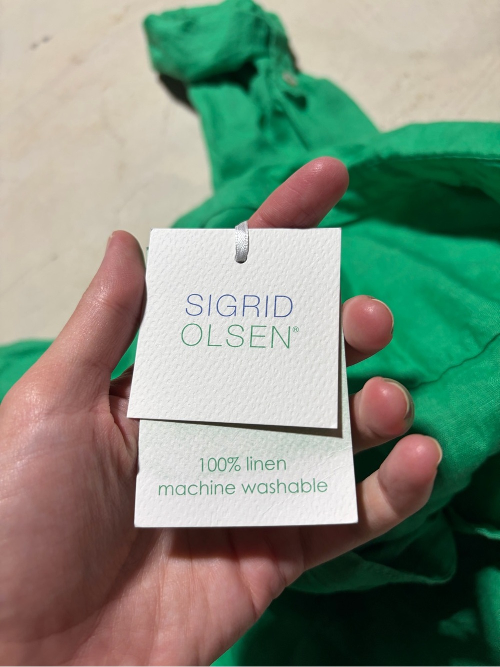 Sigrid Olsen Green Button-Down Linen Shirt - Picture 10 of 10